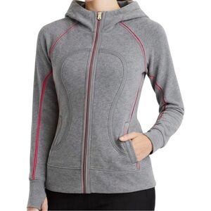 Lululemon Scuba Hoodie Gray Pink Trim Size 10